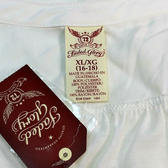 NWT Faded Glory Cream Colored Half Button Shirt - Picture 3 of 3